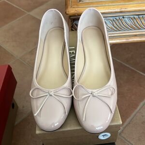 Classic Closed Round Toe Patent Leather Slip On Bow Tie Chunky Heel Pumps Shoes